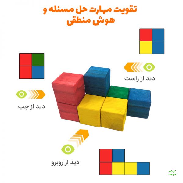 مکعب های چوبی هوش(دارای کارت الگو)